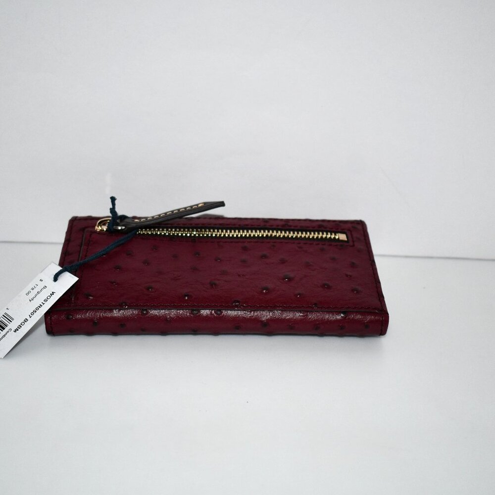 Dooney & Bourke Ostrich Continental Snap Clutch Wallet in Burgundy #WOSTR0507 NW - Picture 7 of 7